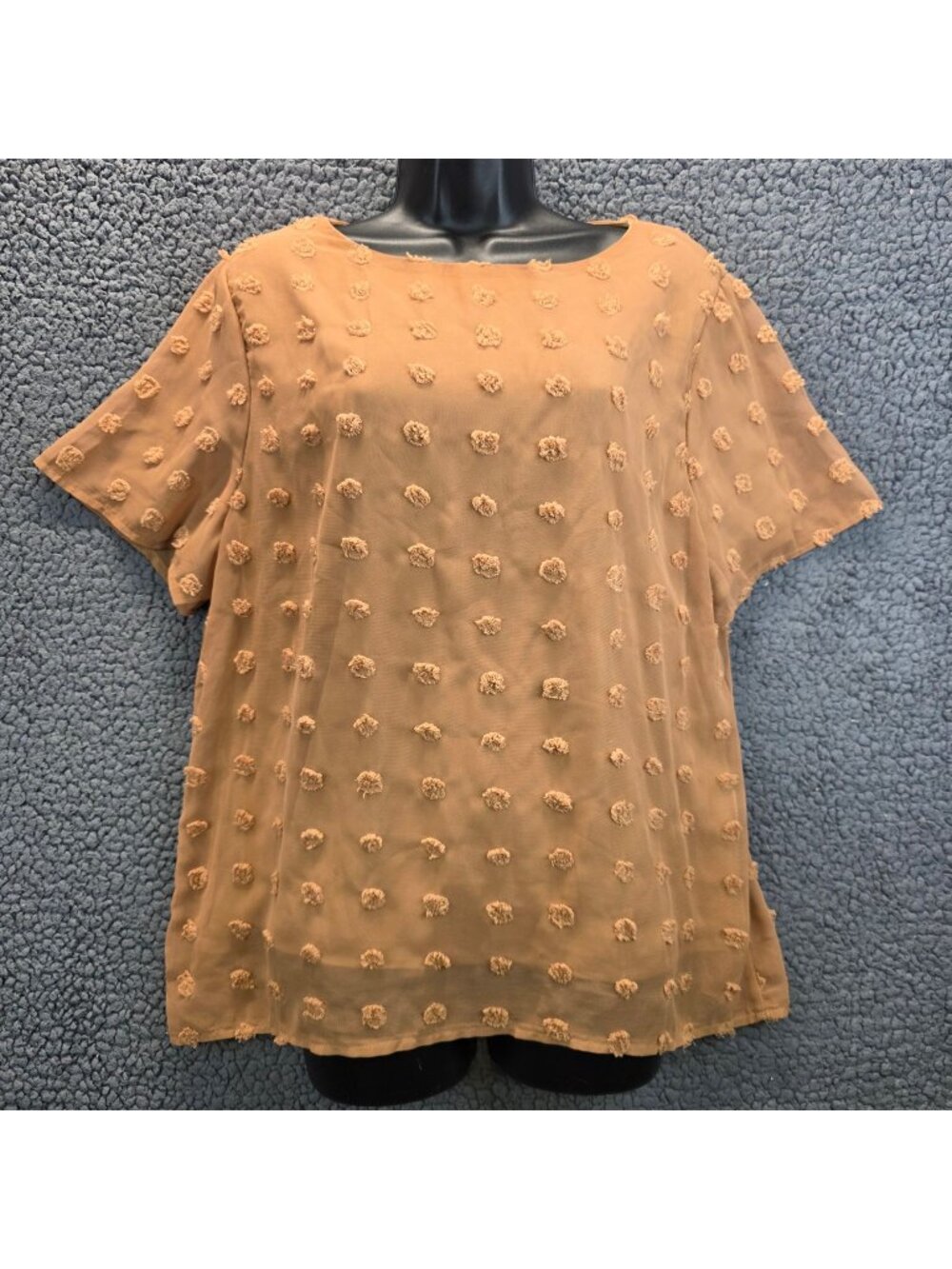 BTFBM Easy Everyday Clip Dot Blouse M Brown Casual Whimsy Feminine Boho Indie